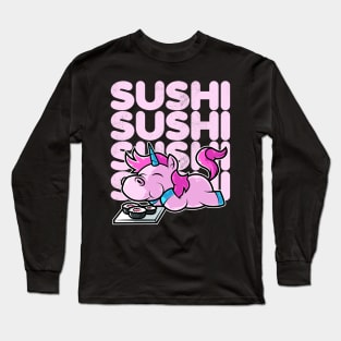 Unicorn Sushi Nigiri Kawaii Neko Anime Japanese print Long Sleeve T-Shirt